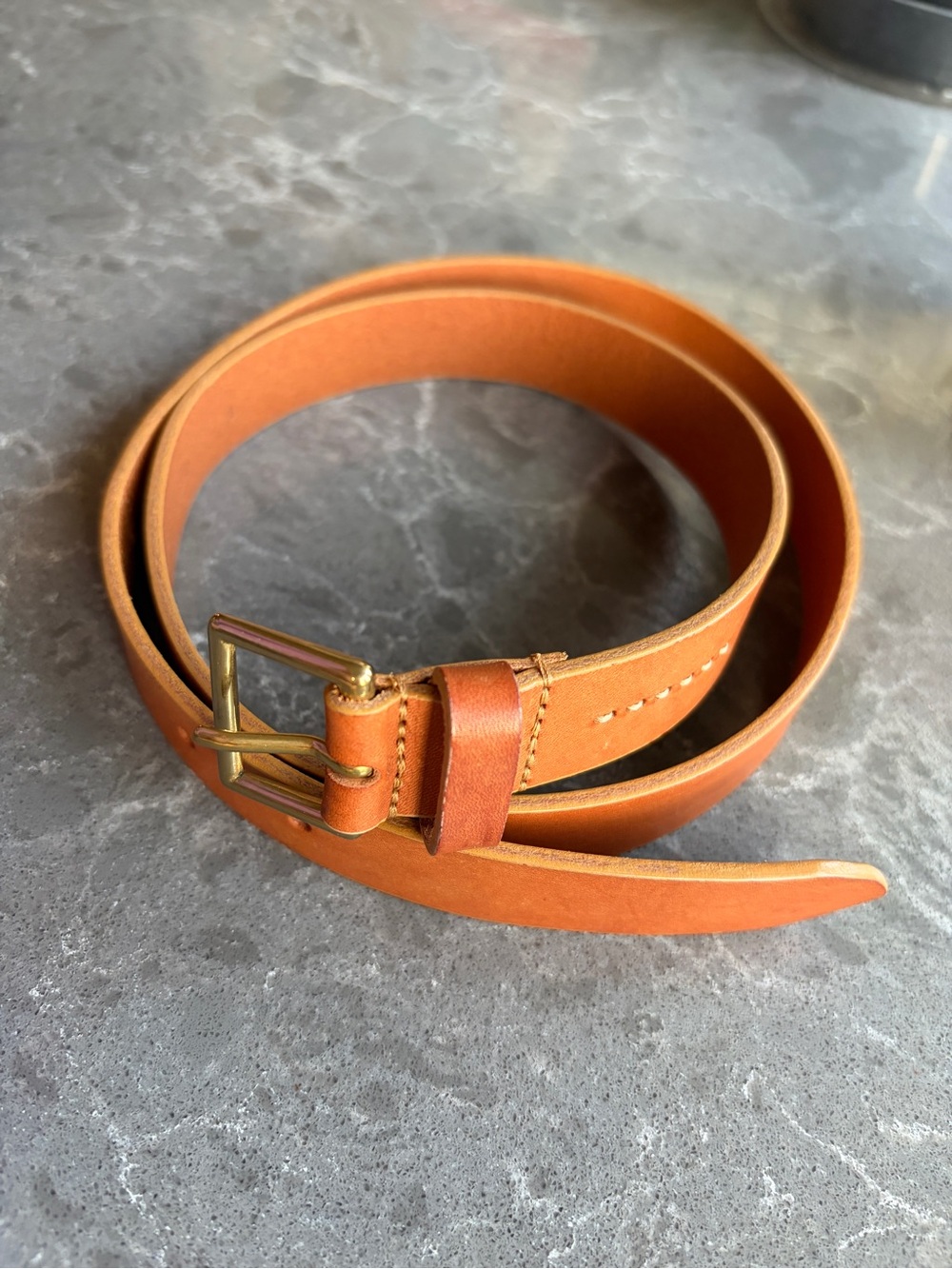 TOSCA BLU Cognac Italian Leather Belt with Brass Buckle